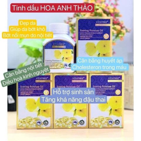 Tinh Dầu Hoa Anh Thảo Úc Vitatree 100 Viên - Hỗ Trợ Giảm Đau Kinh Nguyệt, Cân Bằng Hormone Nữ, Sức Khỏe Tổng Quát