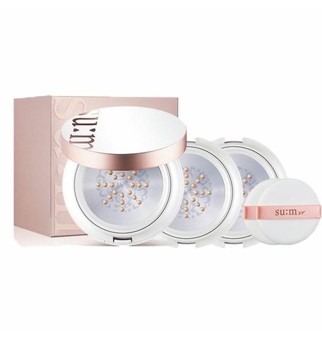 Cushion Su:m37 Sun Away Cooling - Phấn Trang Điểm Chống Nắng SPF50+/PA+++ Làm Mát Da, Set 1 Hộp Chính 2 Lõi Phụ