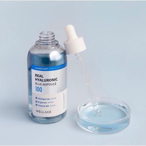 Set Serum Hydrating Wellage Real Hyaluronic Blue Ampoule 60ml + 60ml - Cấp Ẩm, Phục Hồi Da Căng Bóng, Dưỡng Ẩm Từ Hàn Quốc