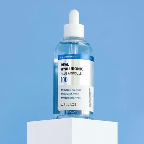 Set Serum Hydrating Wellage Real Hyaluronic Blue Ampoule 60ml + 60ml - Cấp Ẩm, Phục Hồi Da Căng Bóng, Dưỡng Ẩm Từ Hàn Quốc