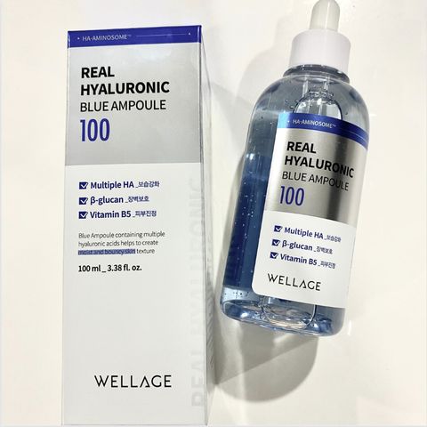 Set Serum Hydrating Wellage Real Hyaluronic Blue Ampoule 60ml + 60ml - Cấp Ẩm, Phục Hồi Da Căng Bóng, Dưỡng Ẩm Từ Hàn Quốc