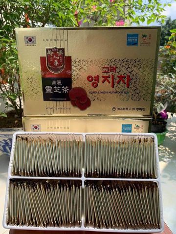 Trà Nấm Linh Chi Buleebang Hàn Quốc - Lingshi Mushroom Tea 100 Gói - Hỗ Trợ Sức Khỏe, Giảm Mỡ, Thanh Lọc Cơ Thể