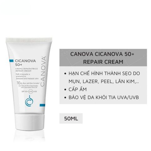 Kem Dưỡng Chống Nắng Canova Cicanova 50+ 50mL - Hỗ Trợ Lành Sẹo, Chống Nắng SPF50+, Dành Cho Da Nhạy Cảm, Xuất Xứ Italy