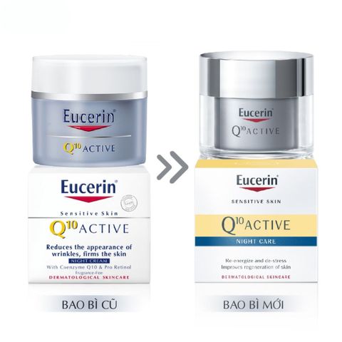 Kem Dưỡng Eucerin Q10 Active Night 50mL - Chống Nhăn và Làm Tươi Trẻ Da, Chất Lượng Cao từ Đức, Dành Cho Da Nhạy Cảm