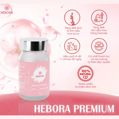 Viên Uống Tạo Mùi Thơm Cơ Thể Hebora Premium Nhật Bản 60 Viên - Giúp Hỗ Trợ Cơ Thể Quyến Rũ Tự Nhiên, Duy Trì Làn Da Đẹp