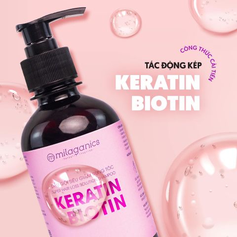 Dầu Gội Biotin & Keratin Siêu Giảm RụngTóc Tối Ưu Milaganics 240ml