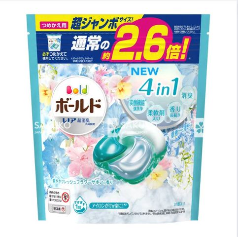 Viên Giặt Xả Nhật Bản 4D Gel Bold (Gel Ball) 31 Viên - Sạch Vượt Trội, Hương Hoa Dịu Dàng, Tiện Lợi Cho Mọi Máy Giặt