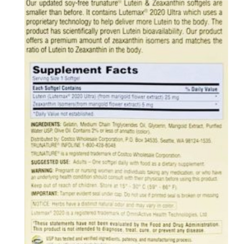 Viên uống bổ mắt Trunature Vision Complex Lutein & Zeaxanthin