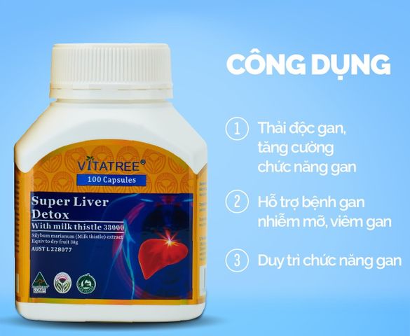 Viên Uống Vitatree Super Liver Detox - Hỗ Trợ Cải Thiện Chức Năng Gan, Detox Tự Nhiên, 100 Viên Nhập Khẩu Úc