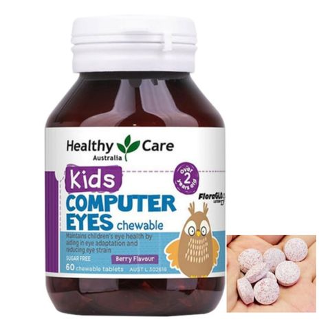 Viên Nhai Bổ Mắt cho Bé Healthy Care Kids Computer Eyes 60 Viên - Giúp Bảo Vệ Thị Lực và Giảm Mỏi Mắt, Vị Berry Ngon