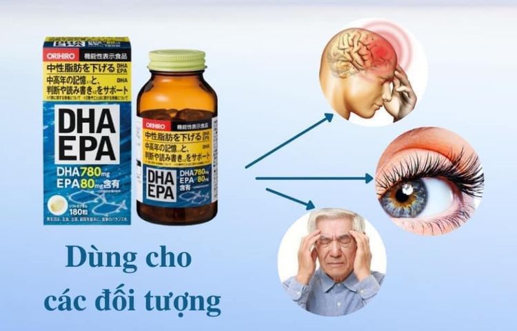 Viên uống Orihiro DHA EPA tốt cho não bộ, thị lực hộp 180 viên