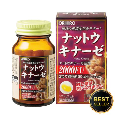 Viên uống hỗ trợ phòng ngừa tai biến Nattokinase 2000FU Orihiro - 60 viên tăng cường sức khỏe tim mạch từ Nhật Bản