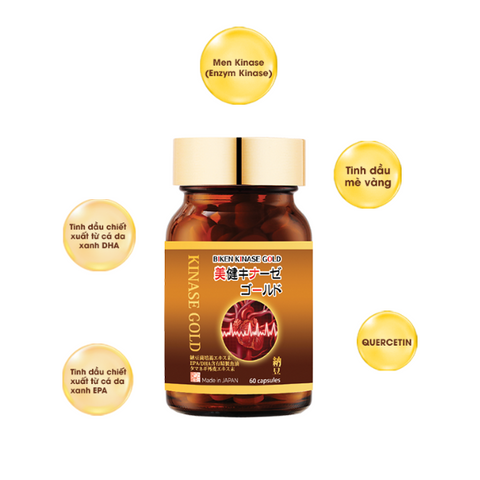 Viên uống Biken Kinase Gold Nhật Bản Hỗ trợ Tim Mạch - Giảm Nguy Cơ Đột Quỵ, 60 Viên, Bổ Sung Sức Khỏe Tốt Nhất