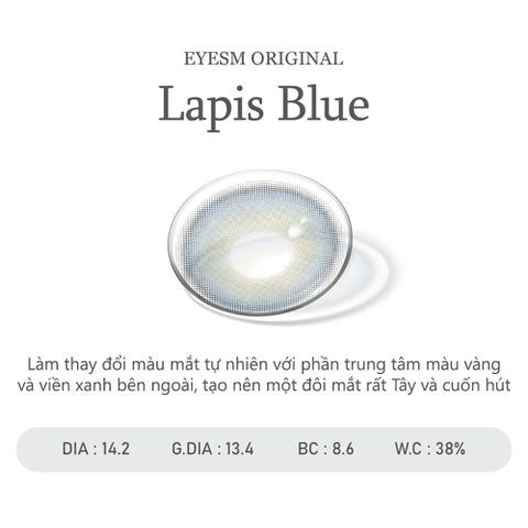 Kính áp tròng Eyesm Lapis Blue - Lens màu xanh nổi bật Cao Cấp Hàn Quốc, Phù hợp 0-8 độ, Chống UV, Bảo Vệ Mắt