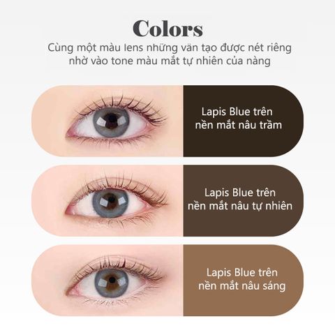 Kính áp tròng Eyesm Lapis Blue - Lens màu xanh nổi bật Cao Cấp Hàn Quốc, Phù hợp 0-8 độ, Chống UV, Bảo Vệ Mắt