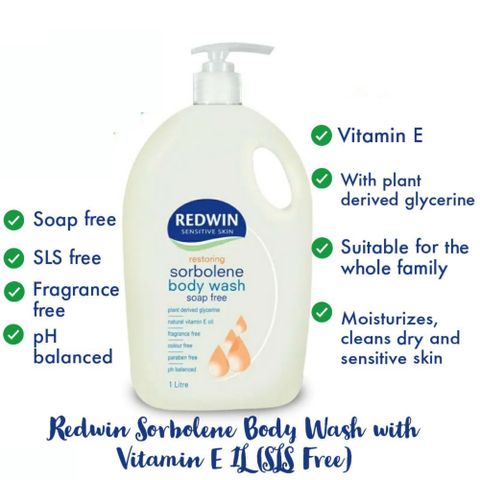 Sữa Tắm Redwin Sorbolene Dưỡng Ẩm 500mL & 1000mL - Với Vitamin E Cho Da Nhạy Cảm, Không Chất Gây Hại, Sạch Nhẹ Nhàng