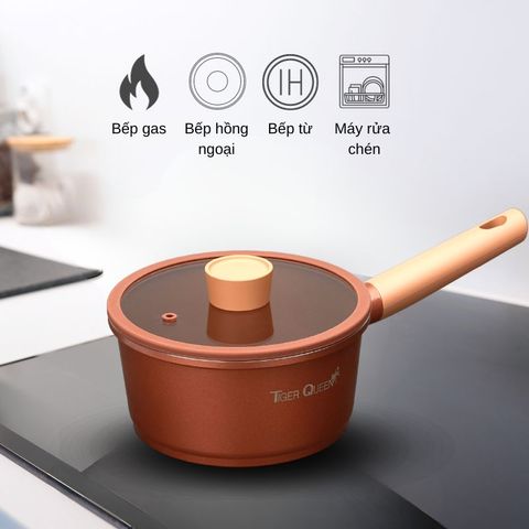 Nồi quánh Ceramic Tiger Queen CWCB-18B 18cm 1.9L - Chống dính, chịu nhiệt, sử dụng bếp từ, bếp gas, nắp kiếng chịu nhiệt, dễ vệ sinh