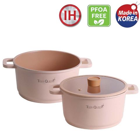 Nồi hầm Ceramic 24cm Tiger Queen CWCP-24CH - Chống dính, tiết kiệm nhiên liệu, sử dụng bếp từ, gas, hồng ngoại - Nắp kính chịu nhiệt