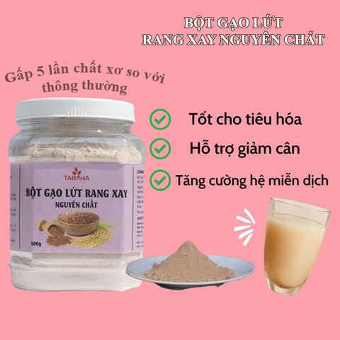 Bột Gạo Lứt Rang Xay Nguyên Chất TABAHA 500g - Hỗ Trợ Giảm Cân, Đẹp Da, Tốt Cho Tim Mạch và Tiêu Hóa