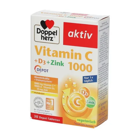 Viên uống Doppelherz Vitamin C + D3 + Zink 1000 nội địa Đức