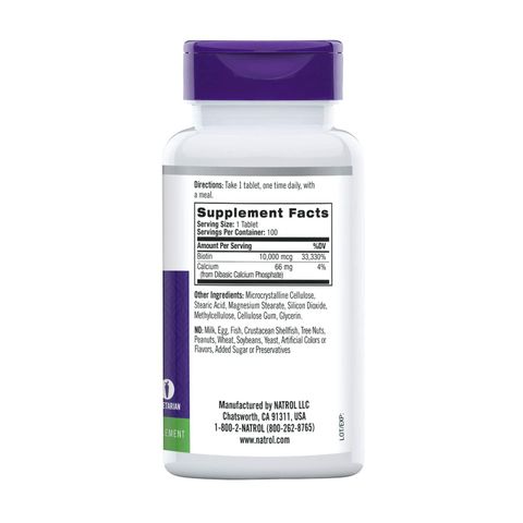 Viên uống mọc tóc Natrol Biotin 10.000mcg của Mỹ