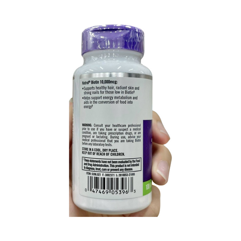 Viên uống hỗ trợ mọc tóc Natrol Biotin 10000mg 100 viên