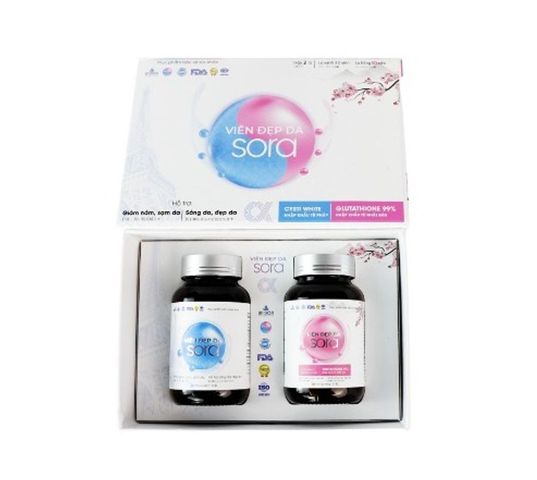 Bộ Đôi Viên Uống Đẹp Da Sora - Hỗ Trợ Cải Thiện Sạm Nám, Làm Sáng Da, Cân Bằng Nội Tiết Tố Nữ, Tăng Cường Sức Khỏe Phái Đẹp