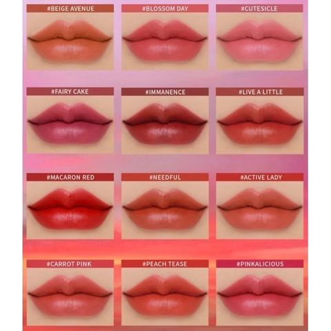 Son Kem 3CE Cloud Lip Tint 4ml - Bảng Màu Đất Đẹp & Dễ Dùng, Tôn Da Tự Nhiên, Xu Hướng Hàn Quốc