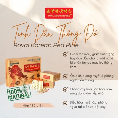 Tinh Dầu Thông Đỏ Hoàng Gia Hàn Quốc 120 Viên - Hỗ Trợ Tim Mạch, Kiểm Soát Đường Huyết, Cải Thiện Sức Khỏe