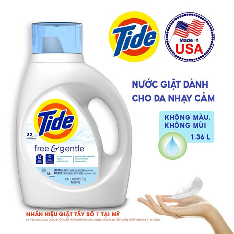 Nước Giặt Tide Free & Gentle Dành Cho Da Nhạy Cảm 1.36 Lít