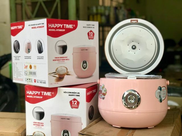 Nồi Cơm Điện Nắp Gài Sunhouse Happy Time HTD8521P 1.8L - Chất Liệu Chống Dính Whitford, Thiết Kế Hiện Đại, Dễ Sử Dụng, An Toàn Cho Sức Khỏe