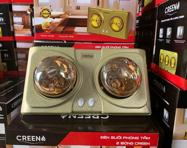 Đèn sưởi nhà tắm 2 bóng Creen CR-02B, bảo hành 12 tháng