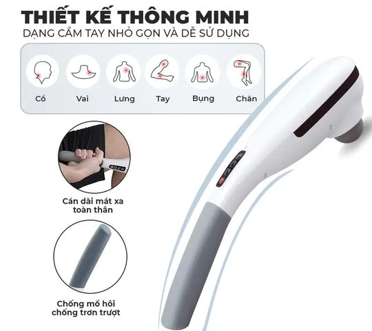 Máy Massage Cầm Tay Hồng Ngoại Okachi JP-M610 - 6 Đầu Massage, Nhiệt Hồng Ngoại, Đế Sạc Thông Minh, Giảm Đau Nhức, Thư Giãn Toàn Thân