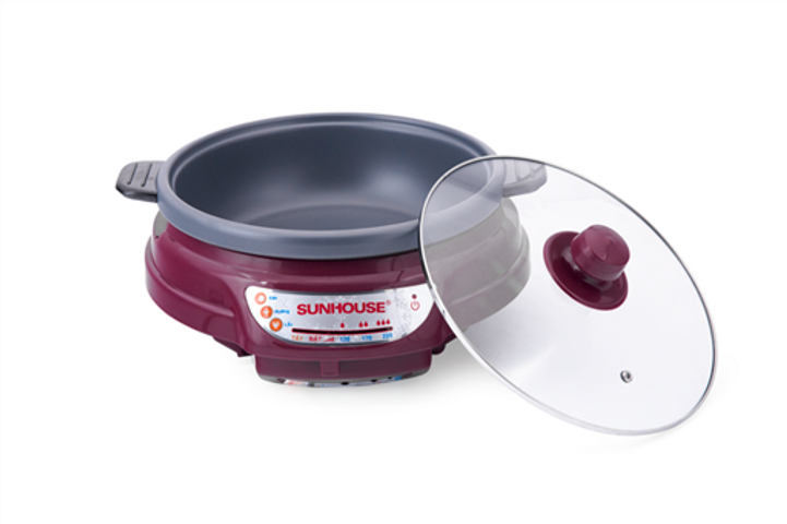 Nồi Lẩu Điện Sunhouse SH-535L 3.5 Lít - Lẩu, Chiên, Xào, Thiết Kế Tiện Dụng, Công Suất 1300W, Vung Kính Chịu Nhiệt