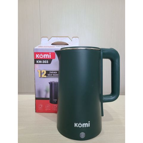 Ấm Siêu Tốc Komi KM-303 2L - Thiết Kế Hiện Đại, Công Suất 1800W, Đun Nước Nhanh, Tự Ngắt Khi Sôi, Phù Hợp Gia Đình 4-6 Người
