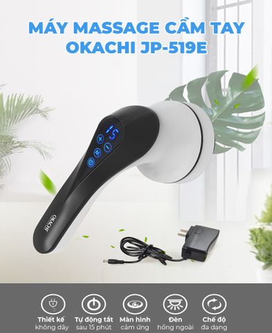 Máy Massage Cầm Tay OKACHI JP-519E 8 Đầu - Massage Hồng Ngoại, Pin Sạc, Đặc Biệt, Thoải Mái Cho Sức Khỏe Tối Ưu