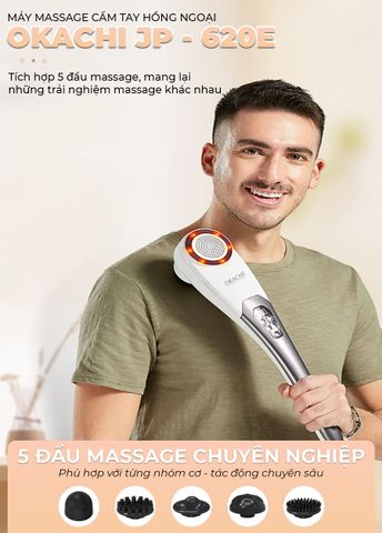 Máy Massage Cầm Tay Pin Sạc Okachi JP-620E - Thiết Bị Massage Hồng Ngoại Giảm Đau, Dễ Sử Dụng, Thích Hợp Mọi Nơi
