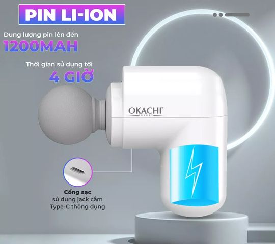 Súng Massage Cầm Tay OKACHI JP-G3 - Thiết Bị Massage Nhiệt 7 Đầu, Công Nghệ Nhật Bản, Giảm Đau Cơ và Thư Giãn Toàn Diện