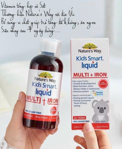 Siro Bổ Sung Sắt Nature's Way Kids Smart Multi Iron Liquid 200ml - Hỗ Trợ Phát Triển Trẻ, Tăng Cường Miễn Dịch và Sức Khỏe