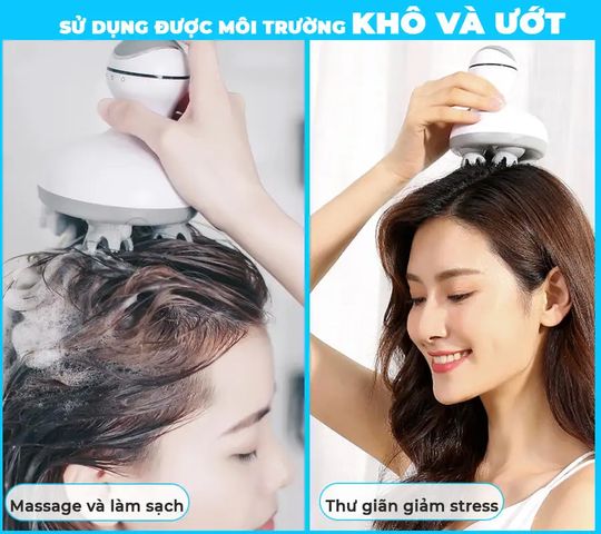 Máy Massage Đầu Cầm Tay Okachi Luxury JP-M210 - Thiết Bị Chăm Sóc Sức Khỏe 3D, Chống Thấm Nước, Đế Sạc Thông Minh, Hẹn Giờ Tự Động