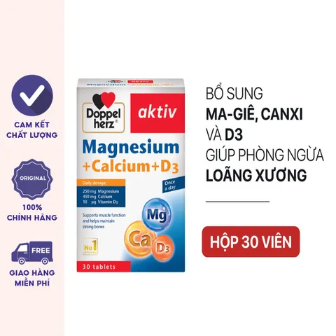 Viên uống bổ sung Canxi Aktiv Magnesium + Calcium + D3 Hộp 30 viên