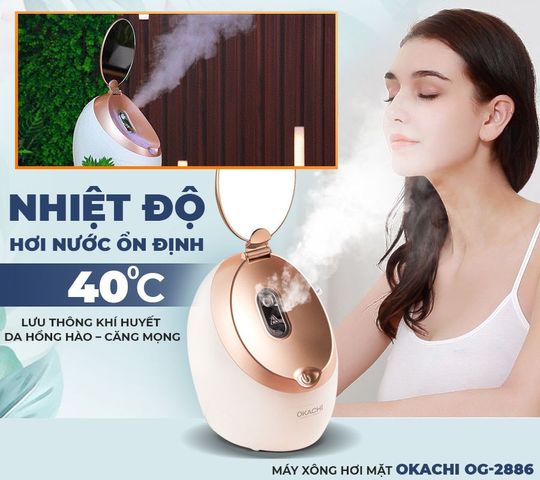 Máy xông hơi mặt OKACHI OG-2886 Cao cấp (Tích hợp gương)