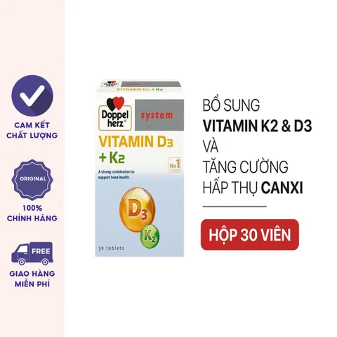 Viên uống tăng cường hấp thu Canxi Doppelherz Vitamin D3 + K2 Hộp 30