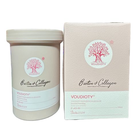 Kem Ủ Tóc Hương Nước Hoa Biotin Collagen Essence Pink Voudioty 500ml - Phục hồi Tóc Hư Tổn, Mềm Mượt, Siêu Thơm