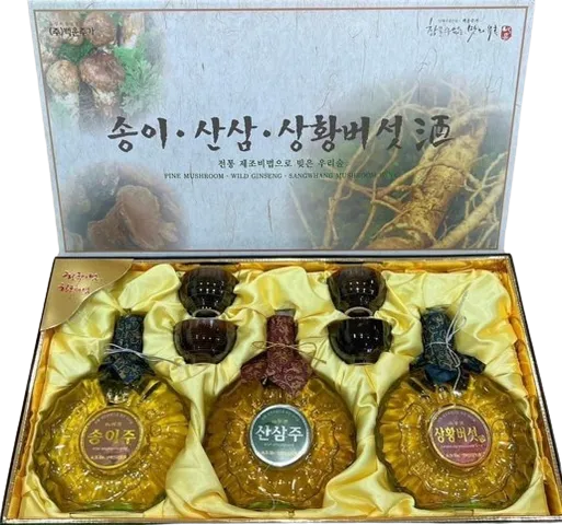 Set rượu sâm phúc bồn tử nấm thượng hoàng Hàn Quốc