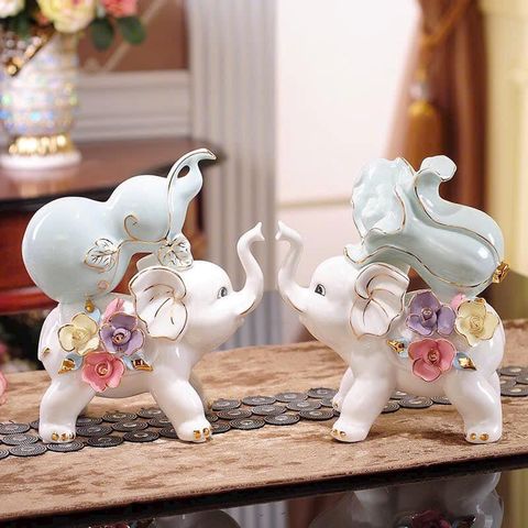 Set Voi Phong Thuỷ Cầu May Mắn Tài Lộc (Set 2 Voi)