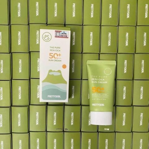 Kem Chống Nắng Rau Má Pretty Skin The Pure Jeju Cica Sun Cream SPF50+ PA++++ - Bảo Vệ Da, Cấp Ẩm, Chống Tia UVA/UVB, 50ml