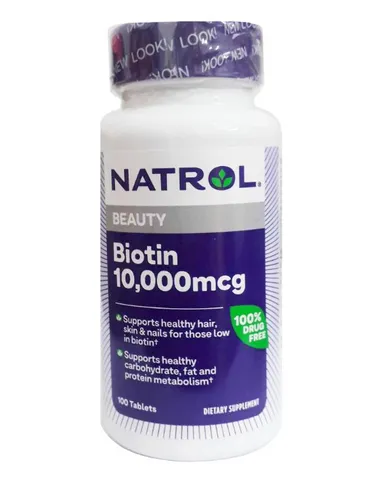 Viên Uống Mọc Tóc Natrol Biotin 10.000mcg 100 viên, Mỹ