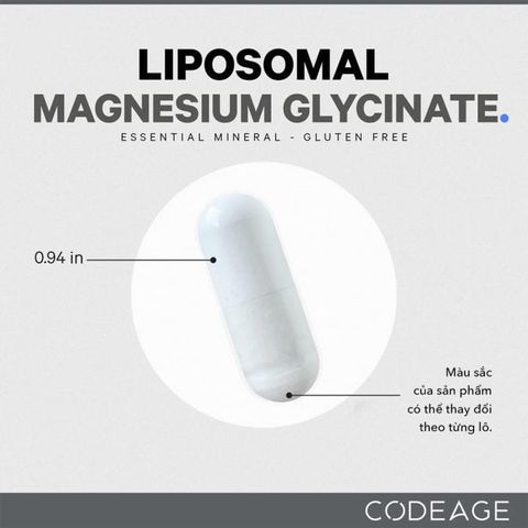 Viên Bổ Sung Magie Codeage Liposomal Magnesium Glycinate - Hỗ Trợ Cơ, Thần Kinh và Hệ Miễn Dịch, 240 Viên Nén Không GMO, Thuần Chay