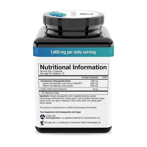 Viên uống nhân sâm Ấn Độ Youtheory Ashwagandha 1000mg - 180 viên tăng cường sức khỏe, giảm căng thẳng, cải thiện tinh thần